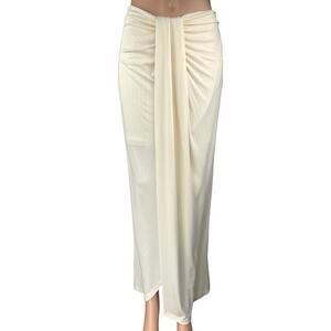 Significant Other Odelia Women's Cream White Draped Rib Knit Midi Maxi Skirt 8